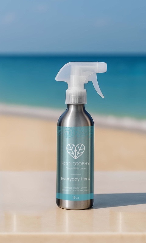 Everyday Hero reusable spray bottle — 1 cap of Ecolosophy concentrate plus water